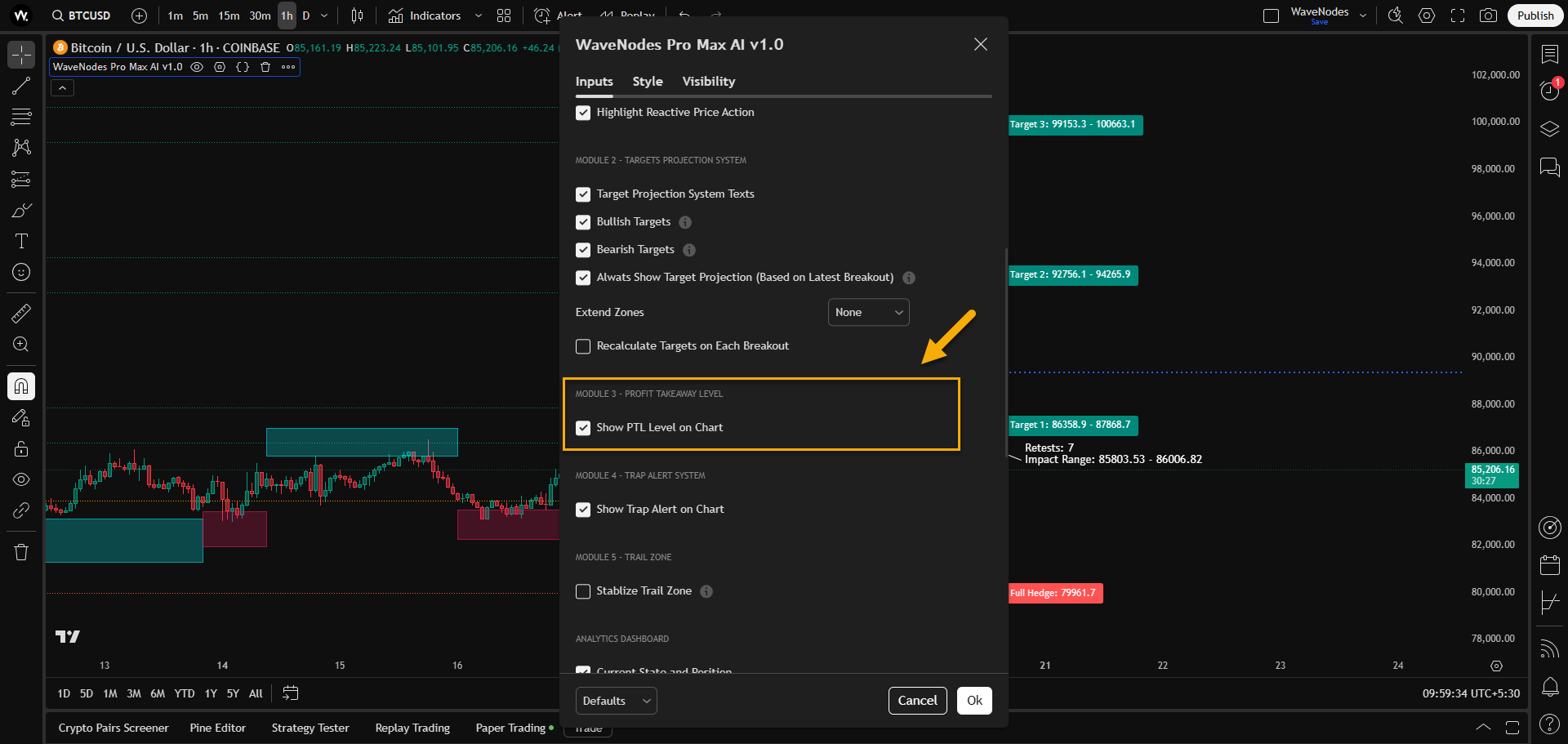 PTL Settings Example