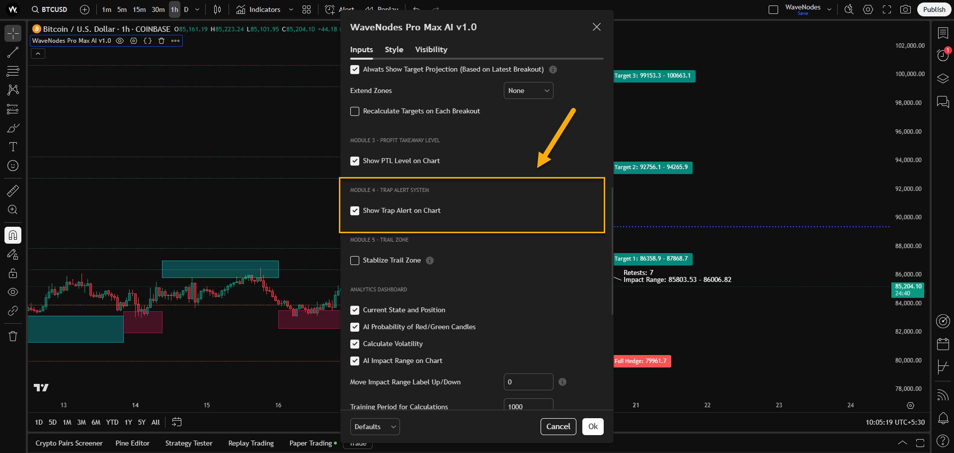 Trap Alert Settings Example